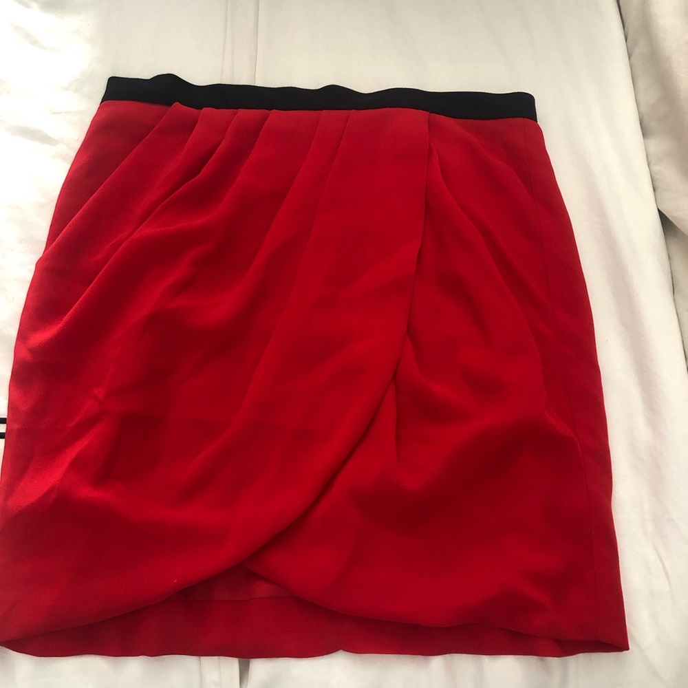 RED Banana Republic skirt with black trim.
